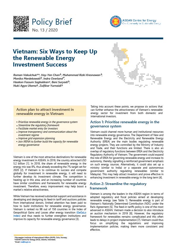RE Investment Series - Vietnam-Prioritise renewable energy in the governance system