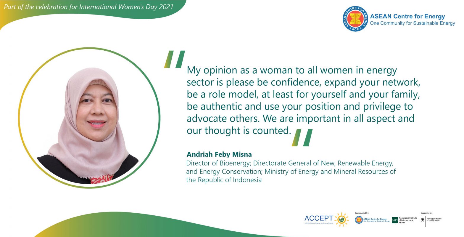 Photo inspiration: Andriah Feby Misna Said Reference: Indonesia Perspective Of Women Towards Inclusive Energy Transition